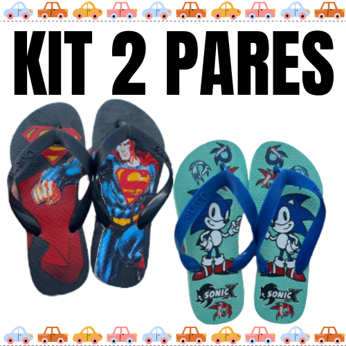 Kit 2 Pares de Chinelo Infantil Masculino Menino S