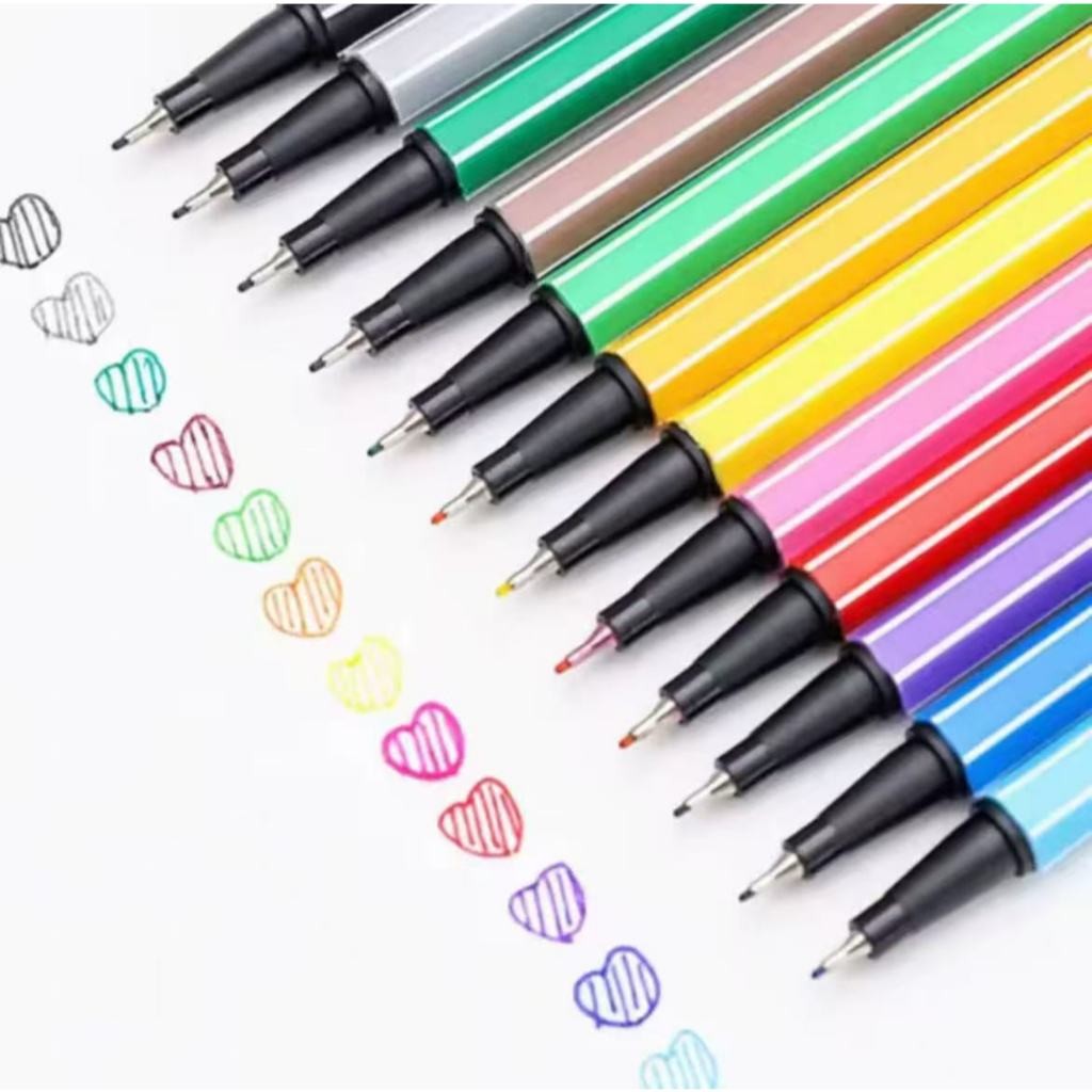 KIT Com 12/24 Cores Canetas Coloridas Fine Line Po