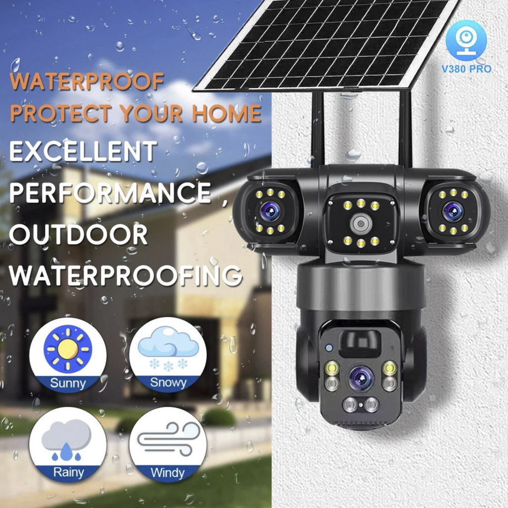 Câmera Solar Panorâmica 360° Wi-fi/4G Com Três