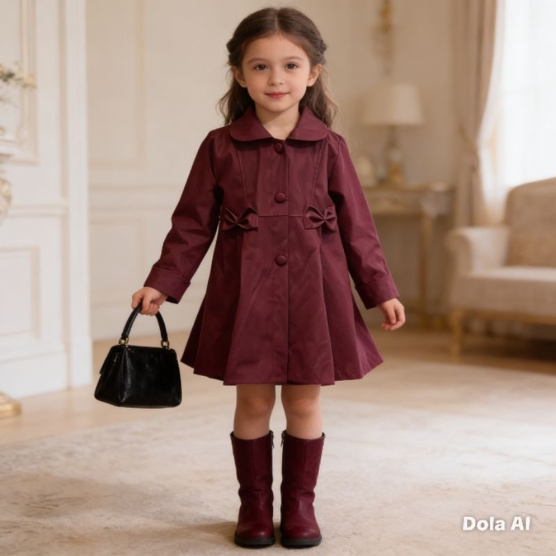 Casaco de couro Longo Infantil Feminino Inverno El