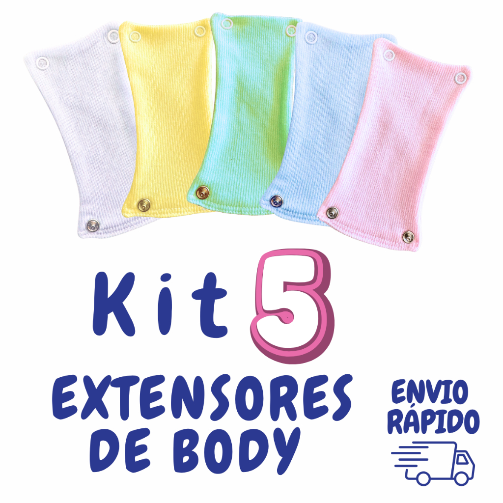 Kit 5 Extensor Ou Alongador De Body Bebê 2 Botõe