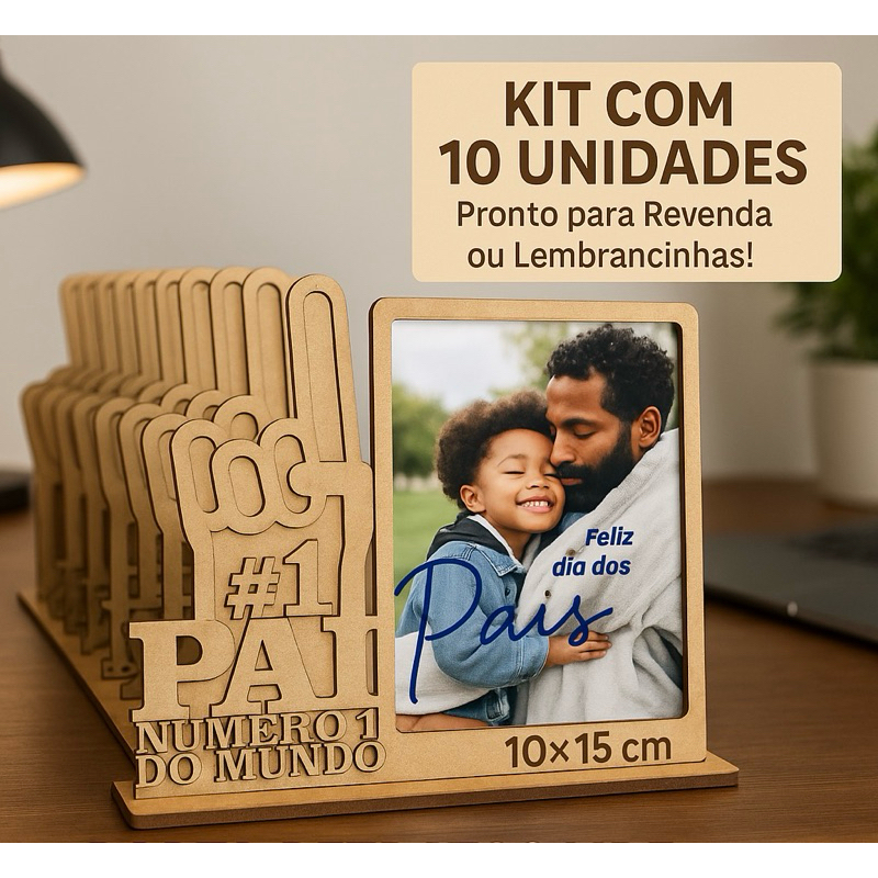 Kit 10 Porta-Retratos MDF Dia dos Pais #1 Pai do M