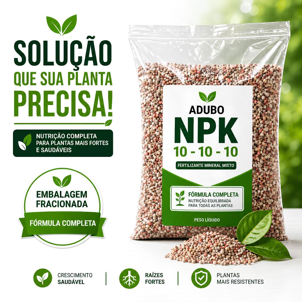 Adubo NPK 10-10-10 Fertilizante Completo para Flor