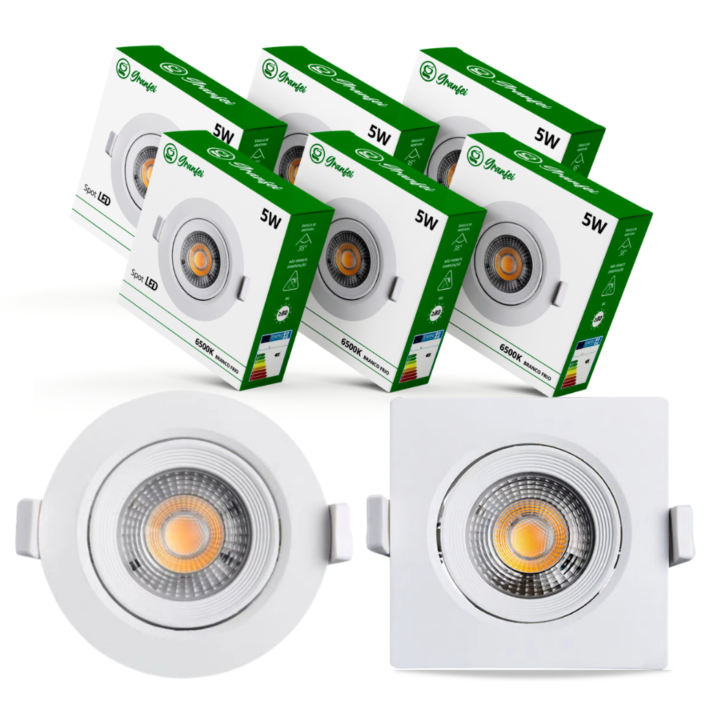 KIT10 Luminárias Spot Led 5w Branco Embutir Direc