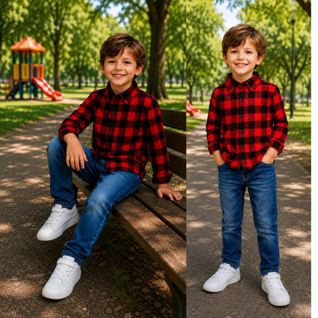 Camisa Xadrez Infantil com Botões | Estampado | A