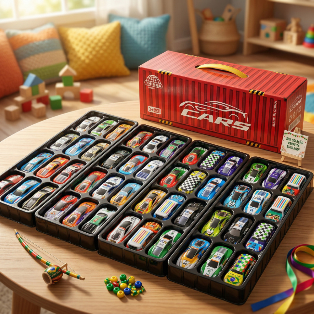 Kit 48 Carrinhos De Metal Fricção Brinquedo Meni