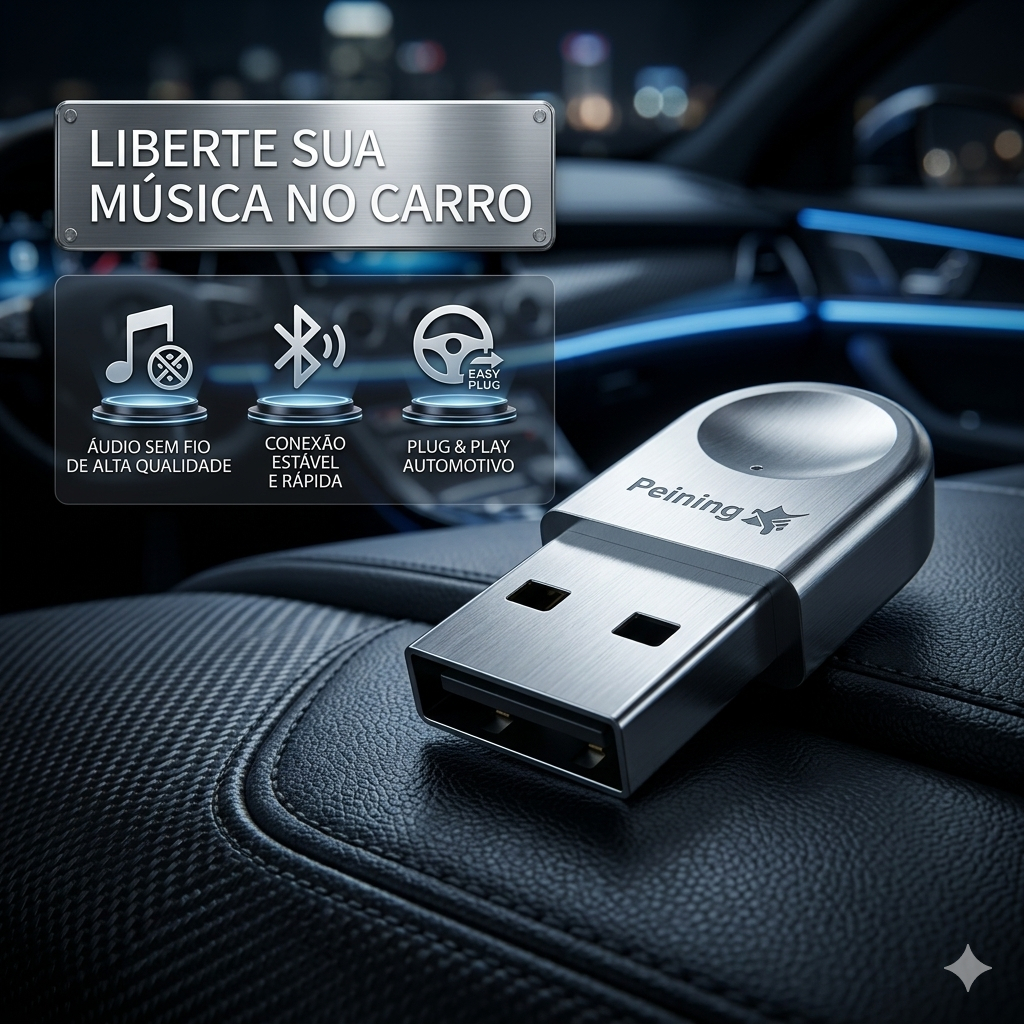 Adaptador Bluetooth PEI-BTA04 USB Automotivo Músi