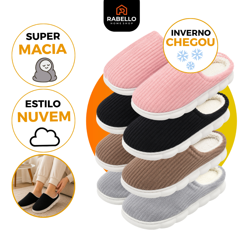 Pantufa Casual Moderna Nuvem De Inverno Feminina M