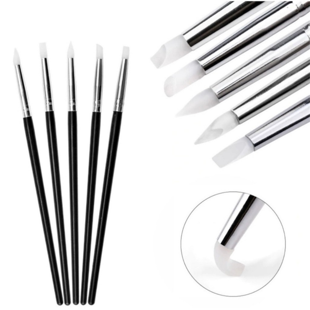 Kit 5 Pincéis de Silicone para Modelagem de Resin