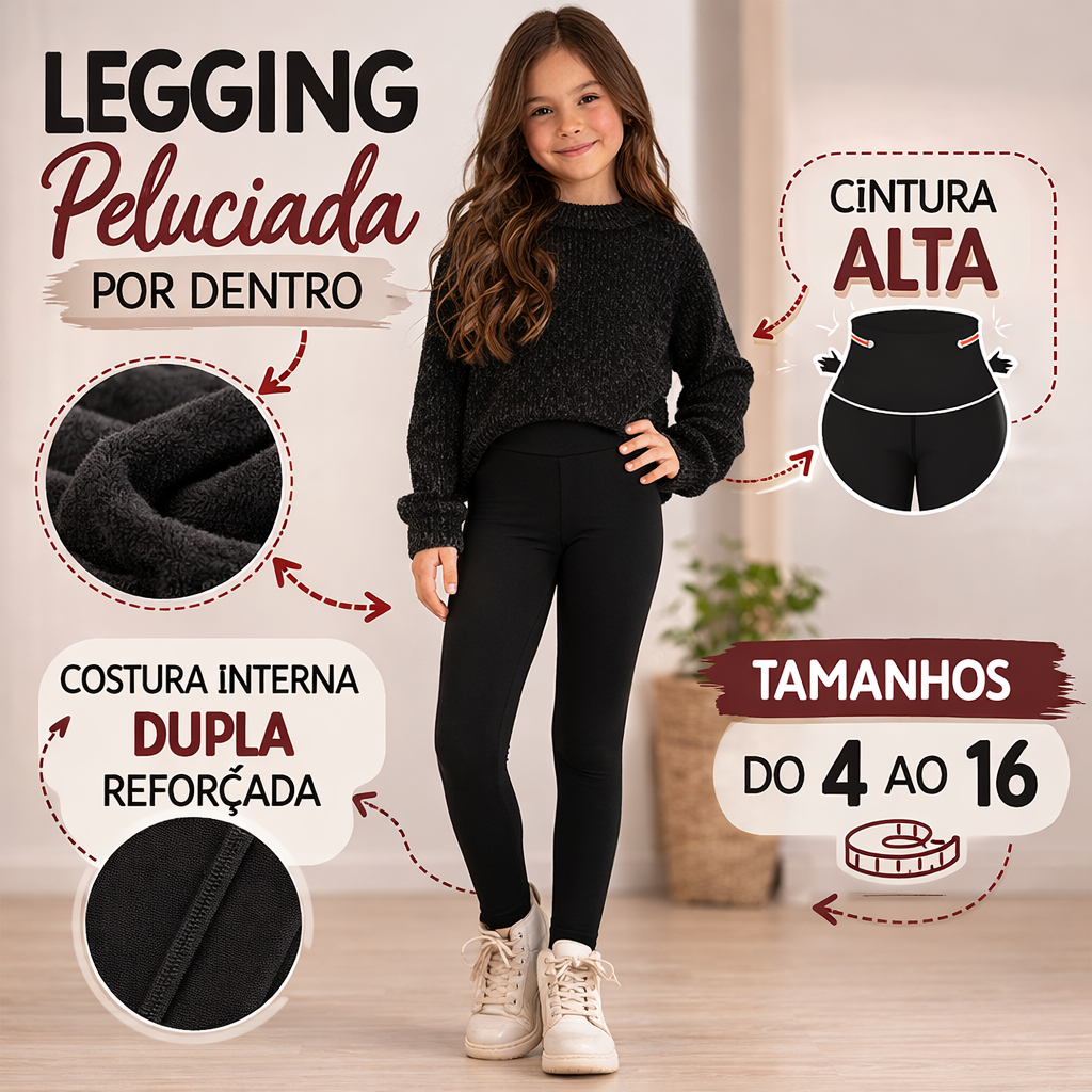 LEGGING INFANTIL DE INVERNO PELUCIADA POR DENTRO A
