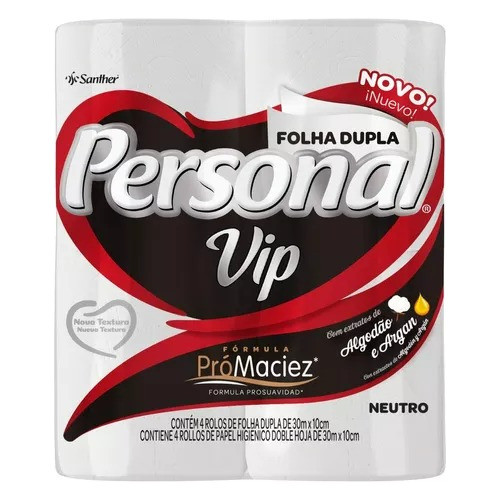 Papel Higiênico Personal Vip Folha Dupla Pct C/ 4