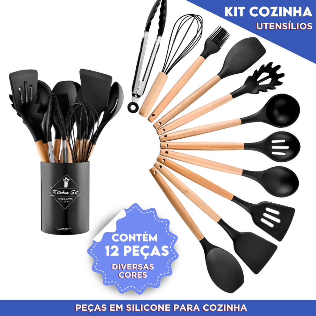 Kit Utensílios de Cozinha Com 5/12 Peças em Sili