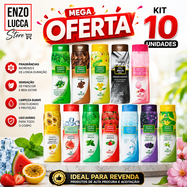 Kit 10 unid Sabonete Íntimo Apinil  PODE ESCOLHER