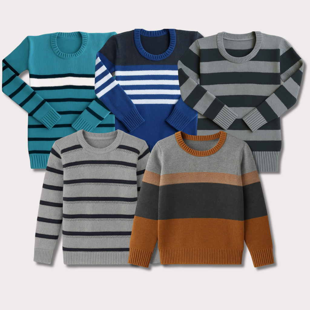 Kit 3 Suéter Tricô Infantil Menino Cores Sortida
