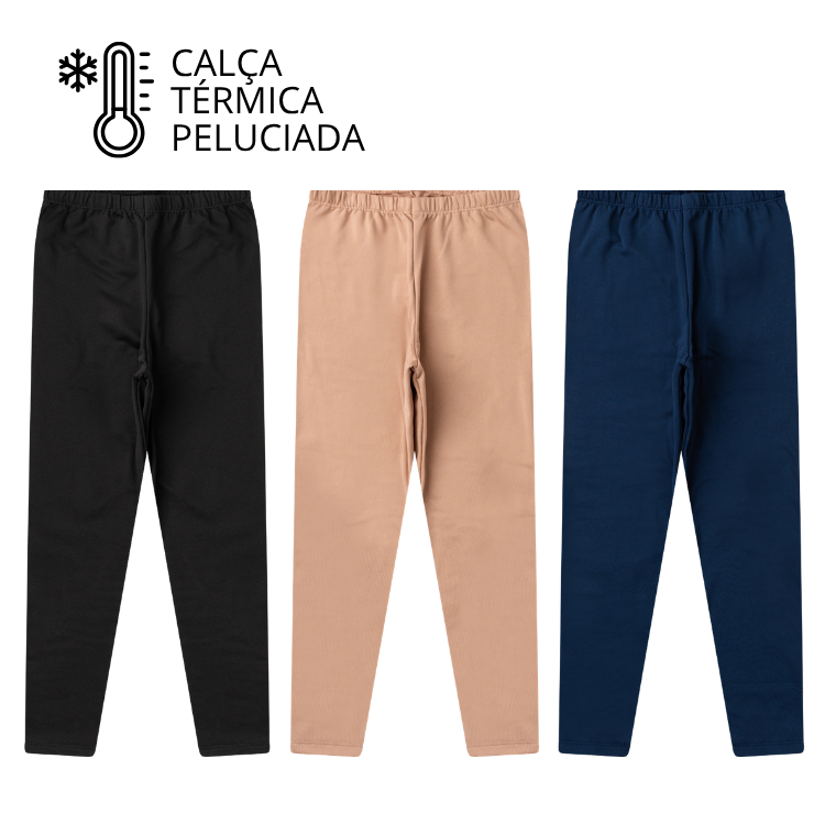 Kit Sortido Calça Térmica Peluciada Lisa Unissex