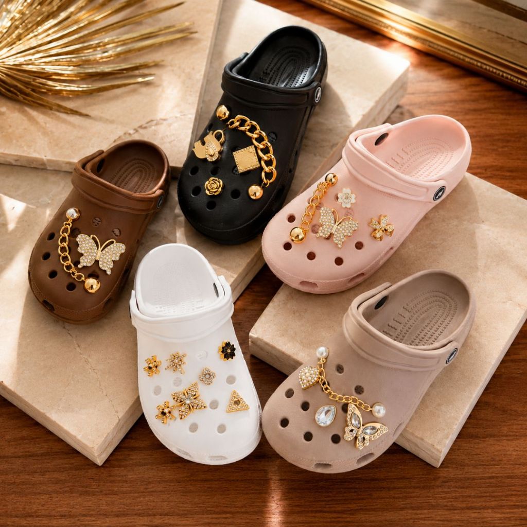 Babuche Feminino em EVA com Brindes de Botons de p