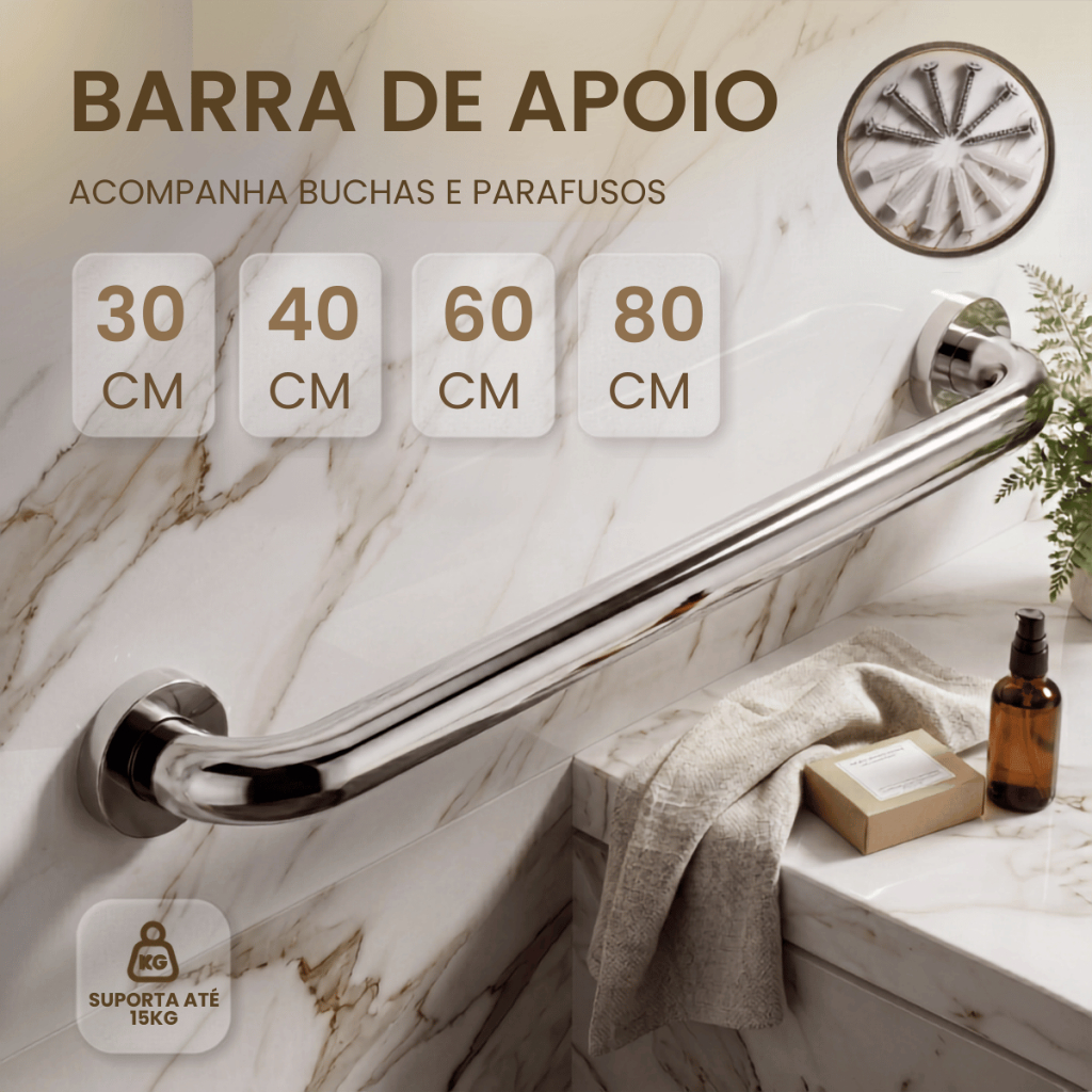 Barra Apoio Antiqueda Inox Banheiro Escada Corrim�