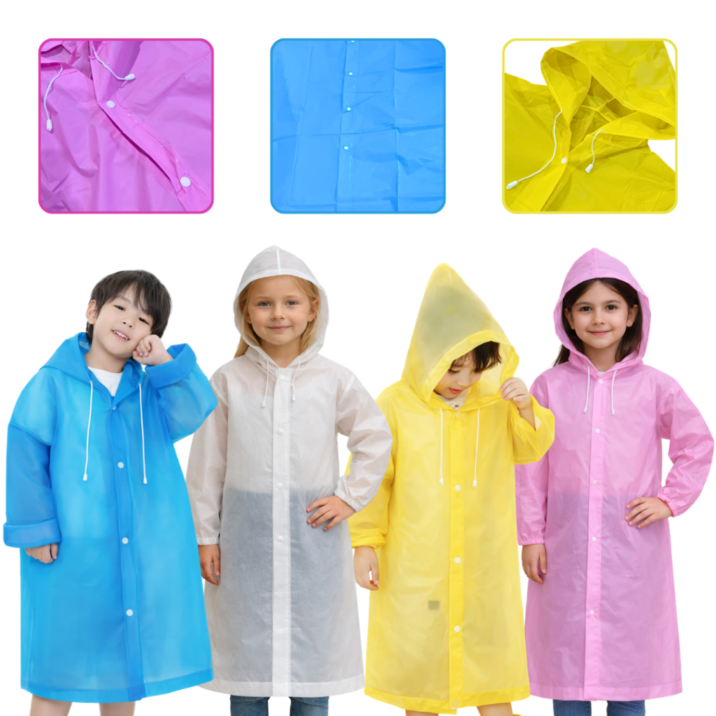 Capa De Chuva Infantil Com Capuz Impermeável Colo
