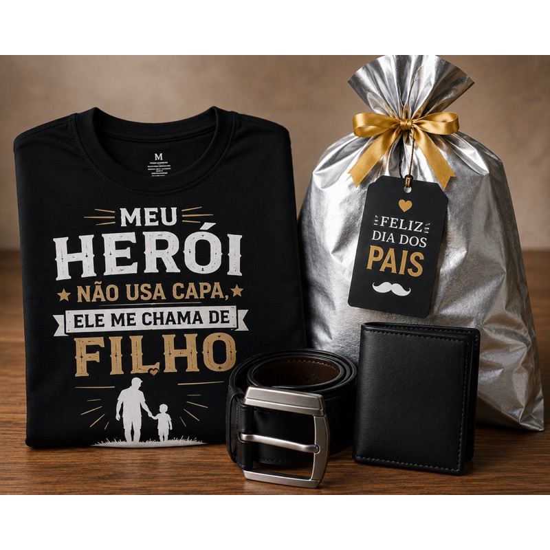 KIT DIA DOS PAIS COMPLETO  Camiseta + Cinto + Cart