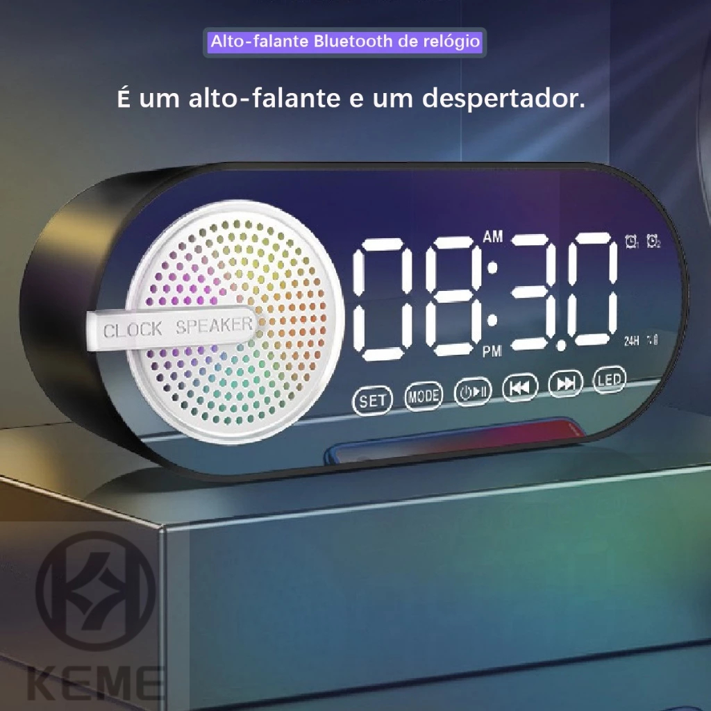 Radio Retro com Relógio e Rxibição de hora Blue