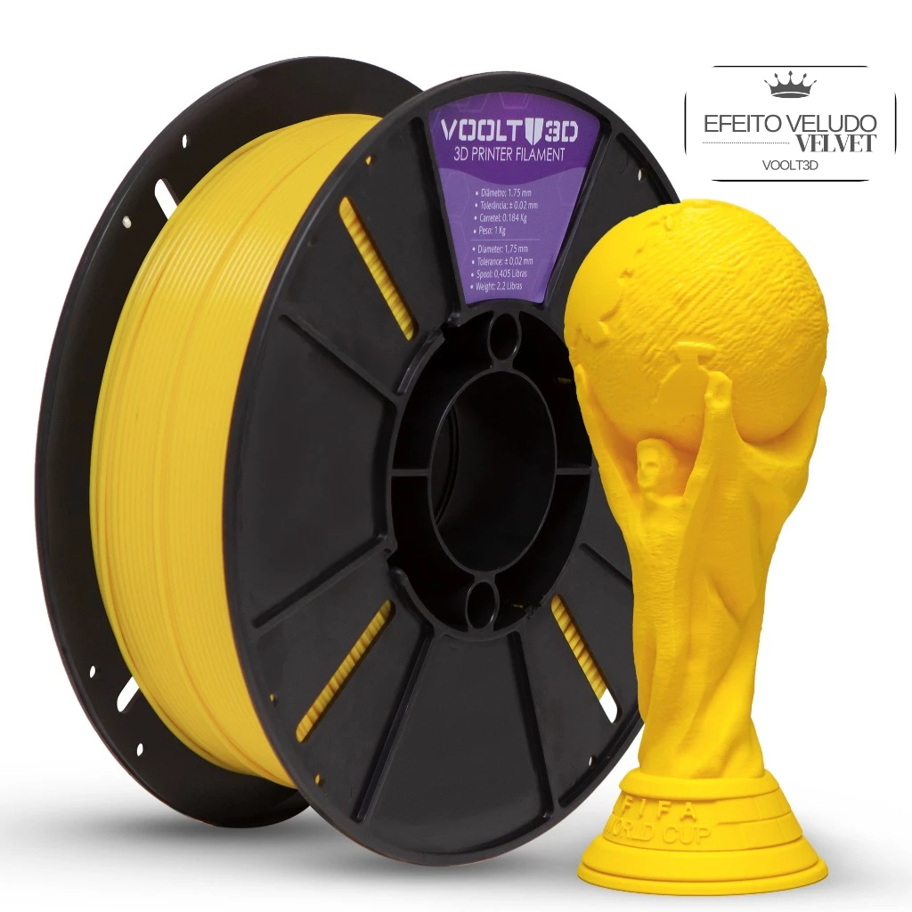Filamento PLA Amarelo Velvet Voolt3D 1Kg 1,75mm Ef