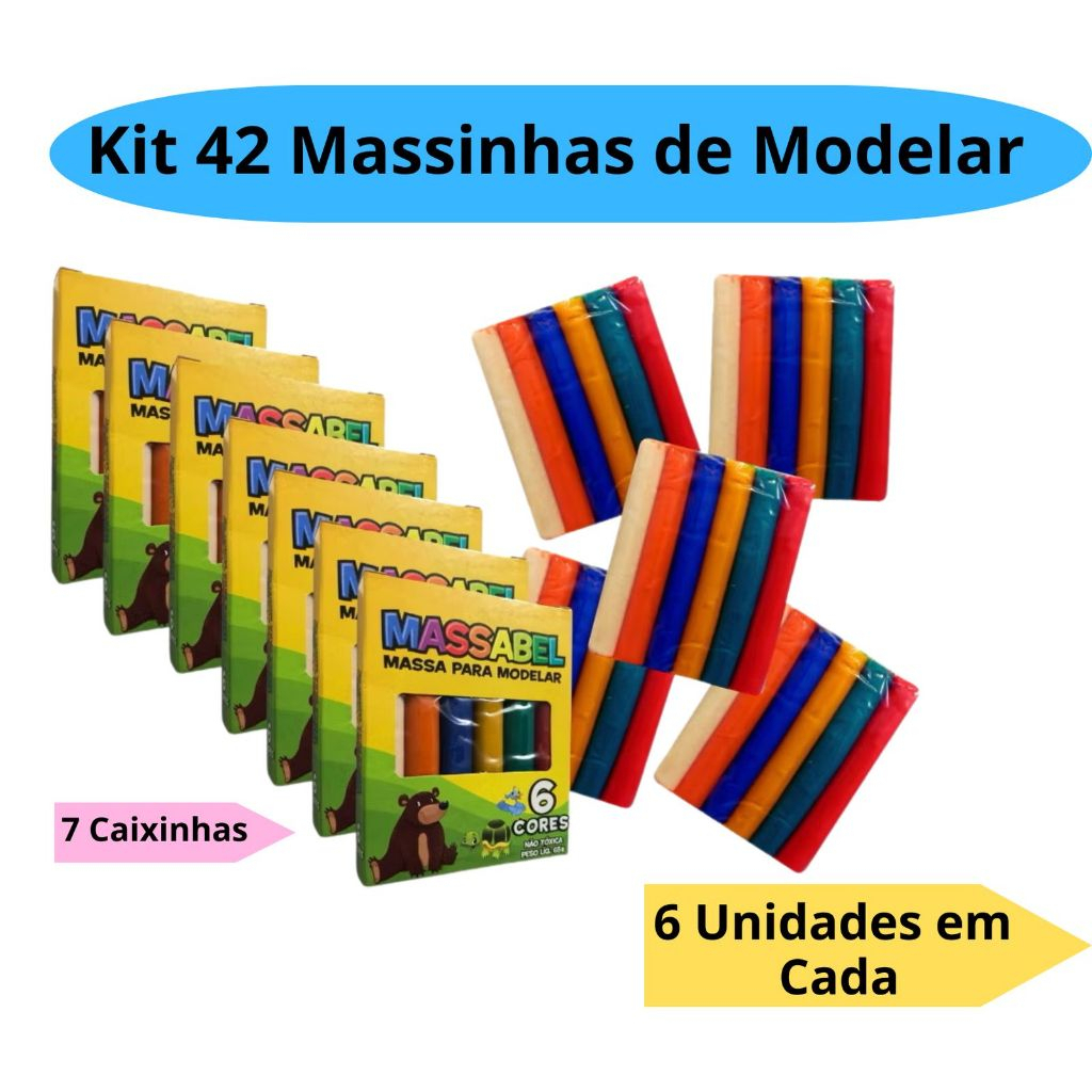 Kit 42 Massinha de Modelar 65g com 6 Cores Kit Fes