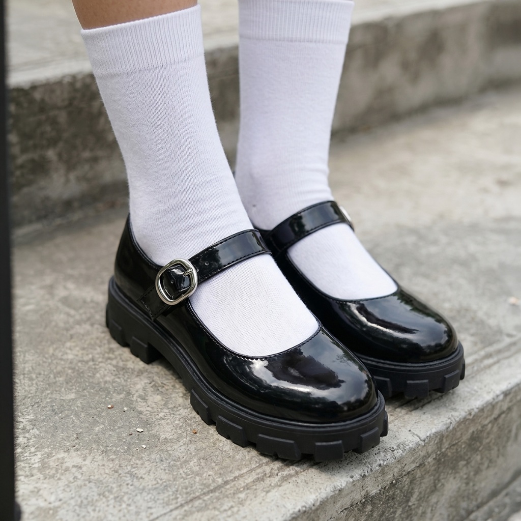 Sapato Feminino De Boneca Mary Jane Colegial Estil