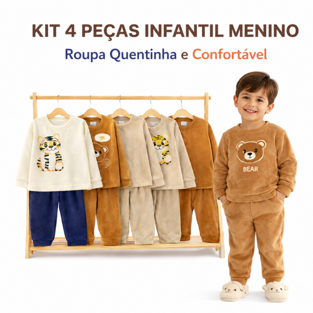 Kit 4 Peças Conjunto Infantil Menino Soft Inverno