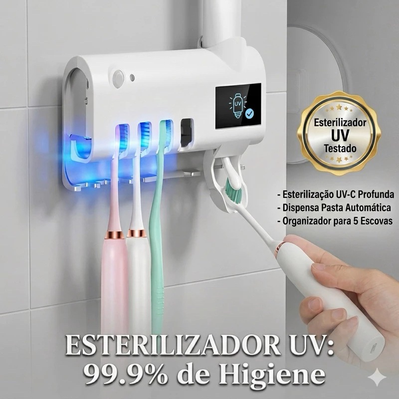 Suporte Escova De Dentes Esterilizador Com Luz UV 