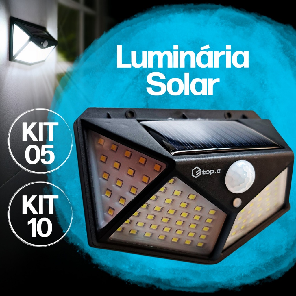 Kit 10 ou 5 Luminária Solar Led Parede Sensor Bal
