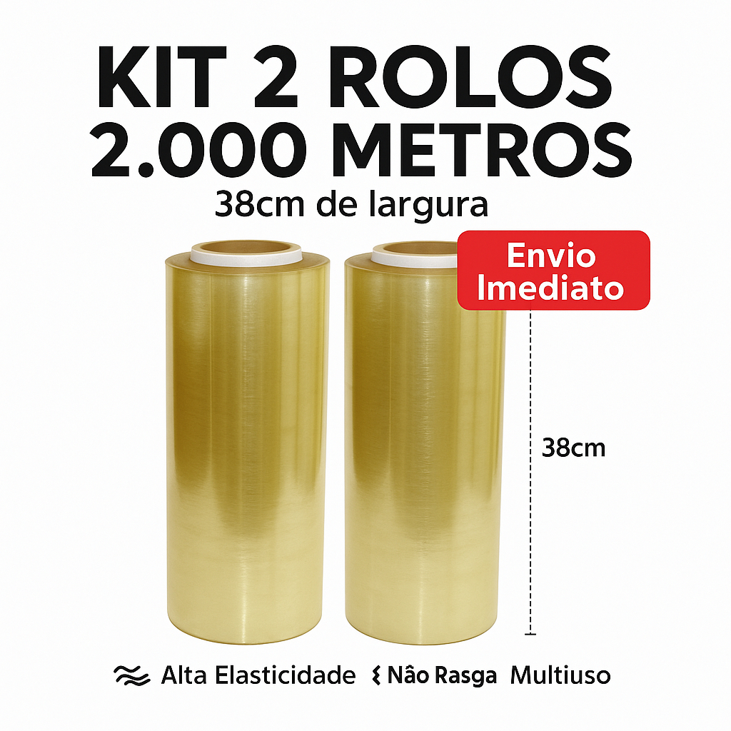 Kit 2 Rolos Bobina Filme Plastica de PVC 38cm x 10