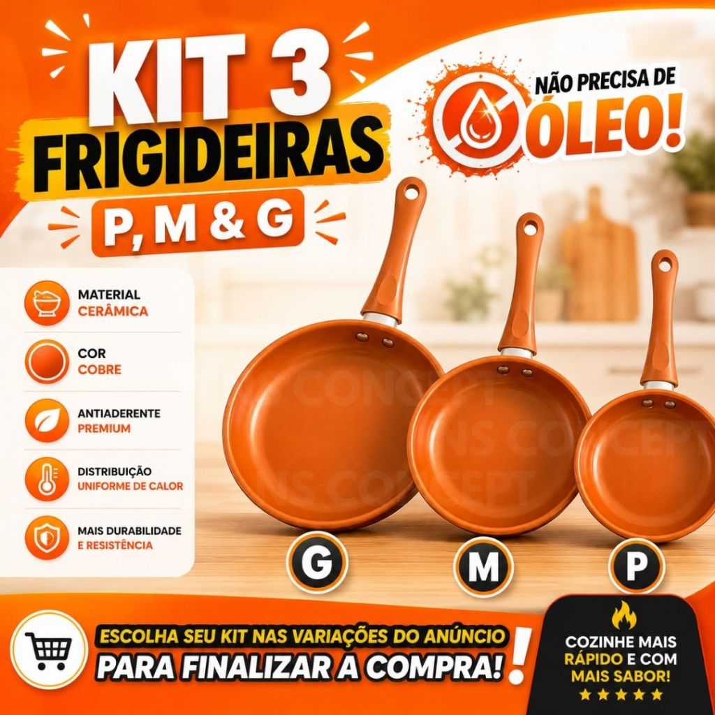 Conjunto Frigideiras Antiaderente Revestimento Cer