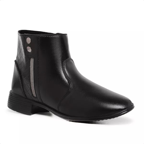 Bota Cano Curto Botinha Feminina Couro Ecológico 