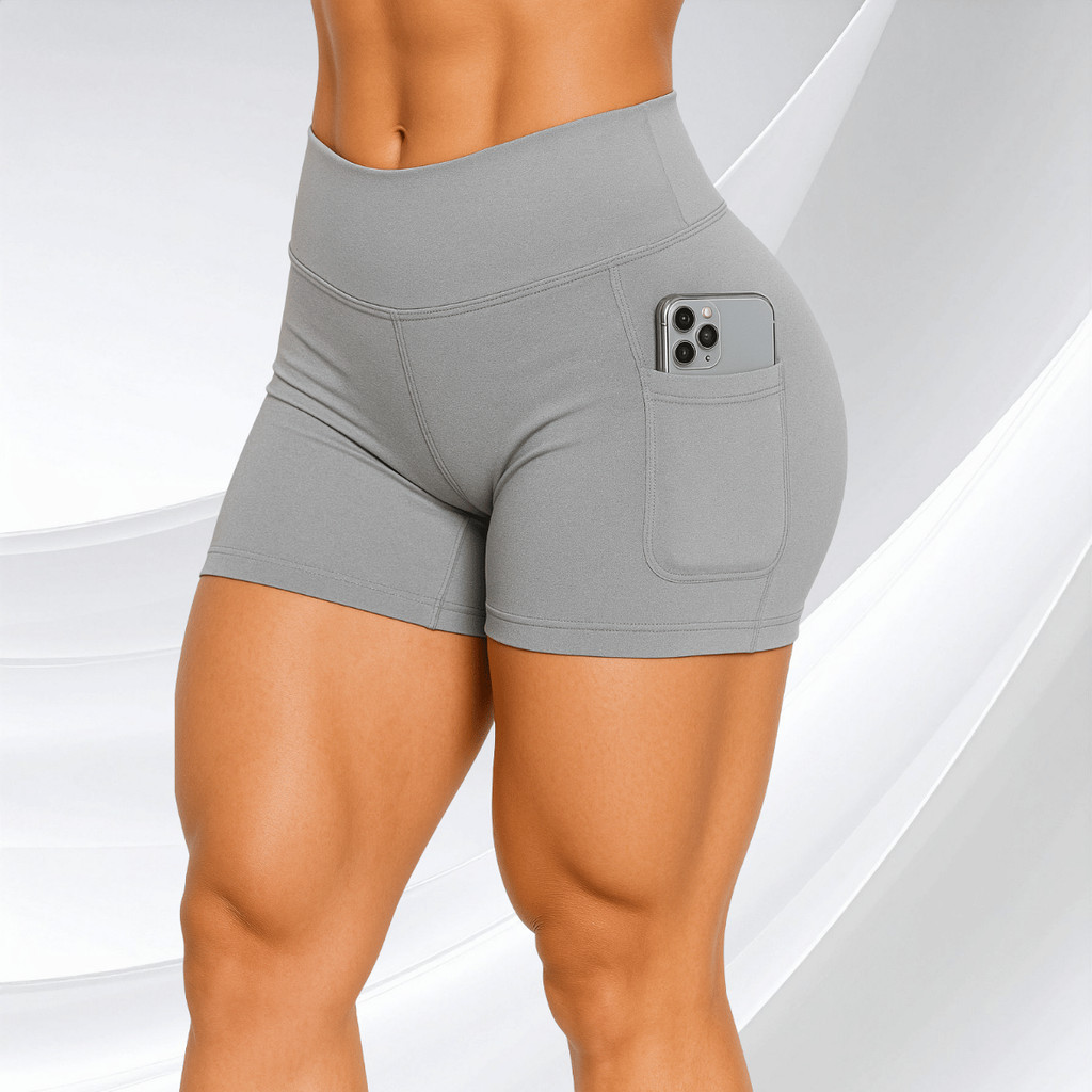 Shorts Femininos Lisos de Suplex Grosso Com Bolso 
