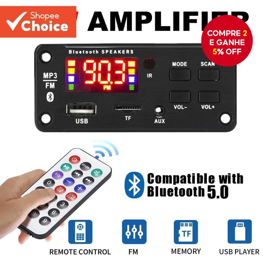 Amplificador Viva-Voz 50W DIY Placa MP3 DC 12V Blu