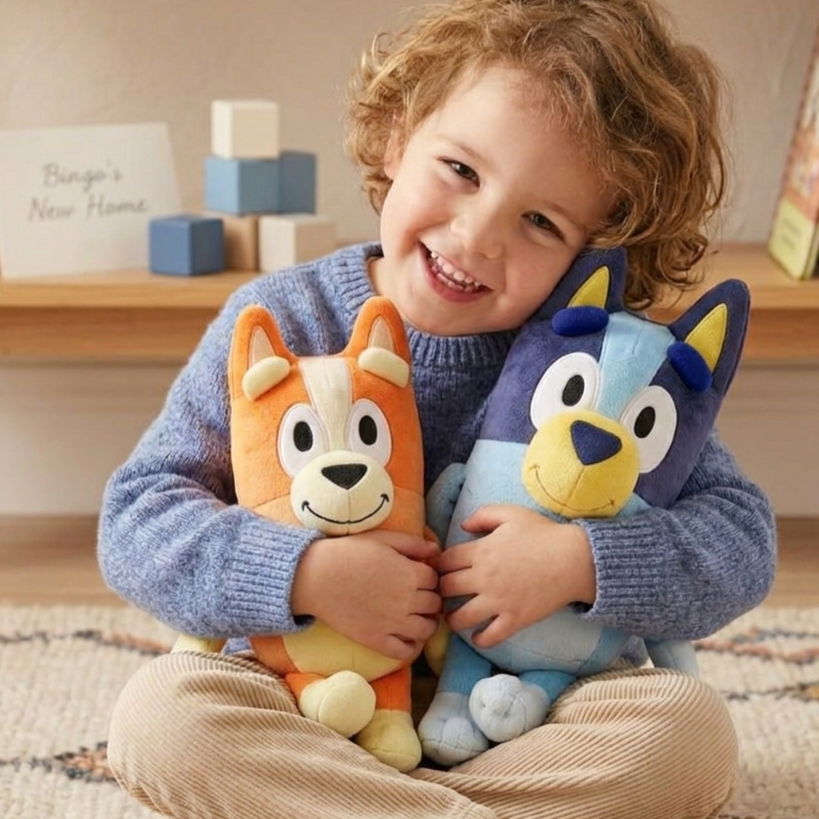 Brinquedo de Pelúcia 30cm cachorrinho azul ou lar