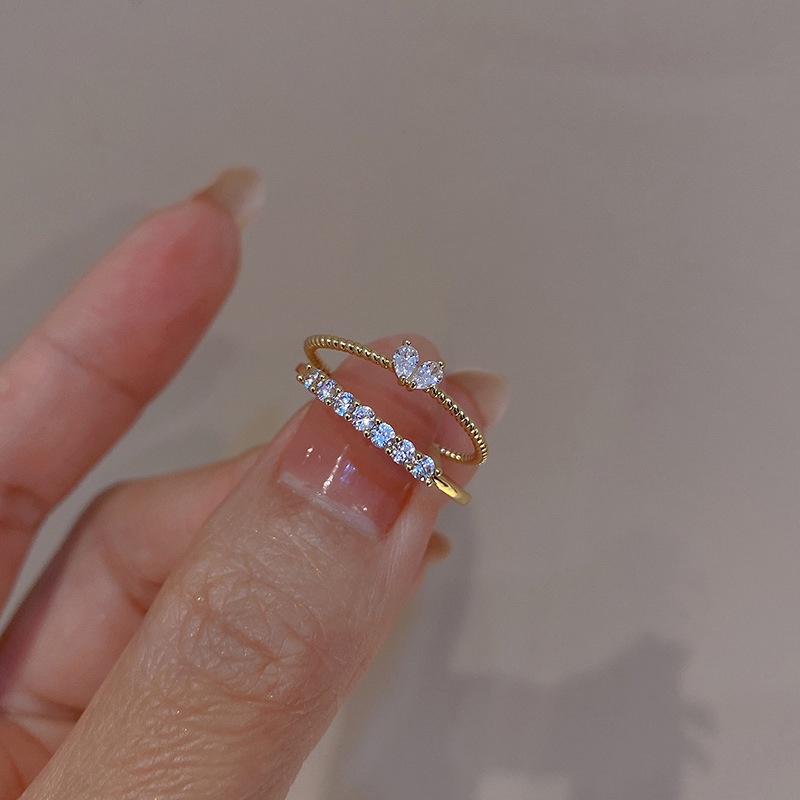 Conjunto De Anéis Abertos De Coração , 2 Peças