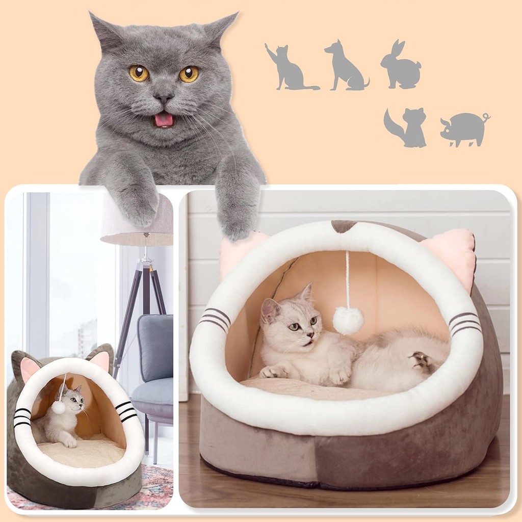 Cama Cabana Pet Formato de Gato Toca com Bolinha I