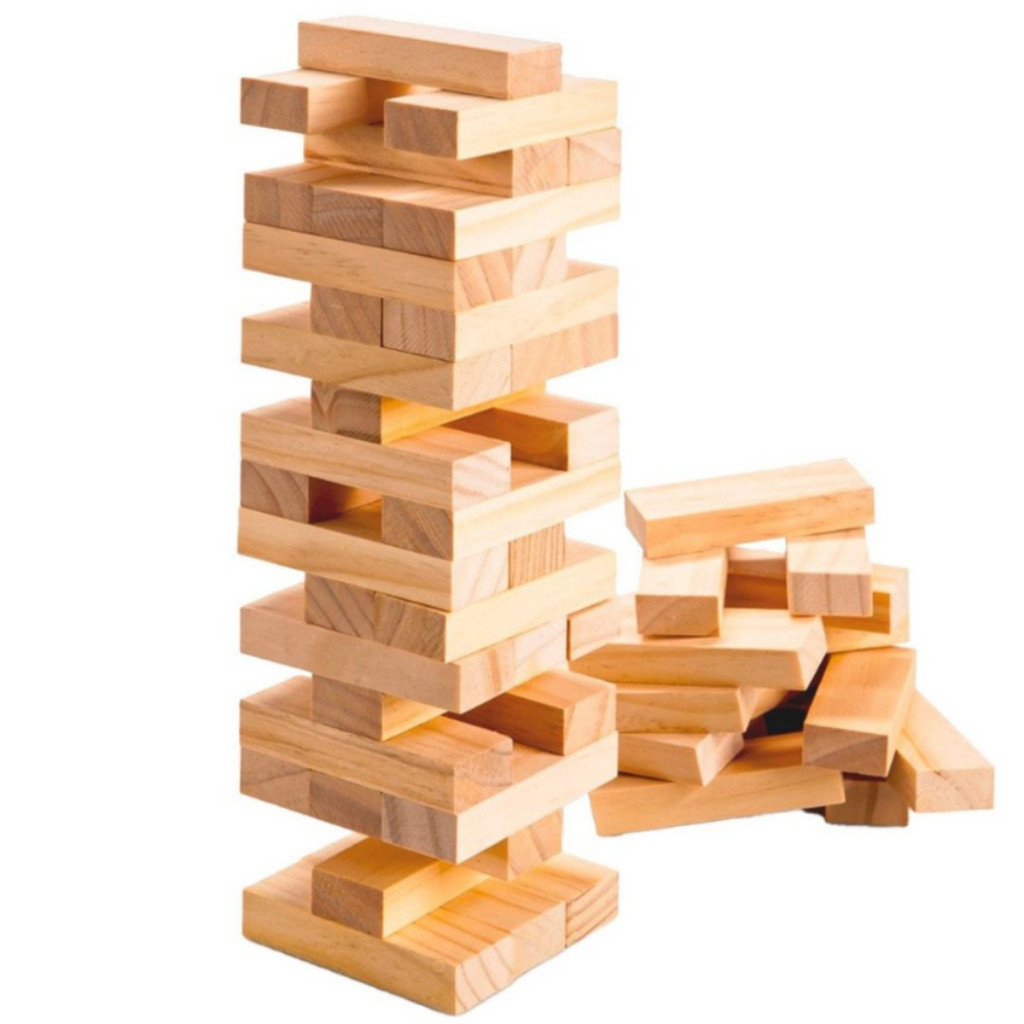 Jogo Caiu Perdeu Torre de Madeira 54 Peças Desenv