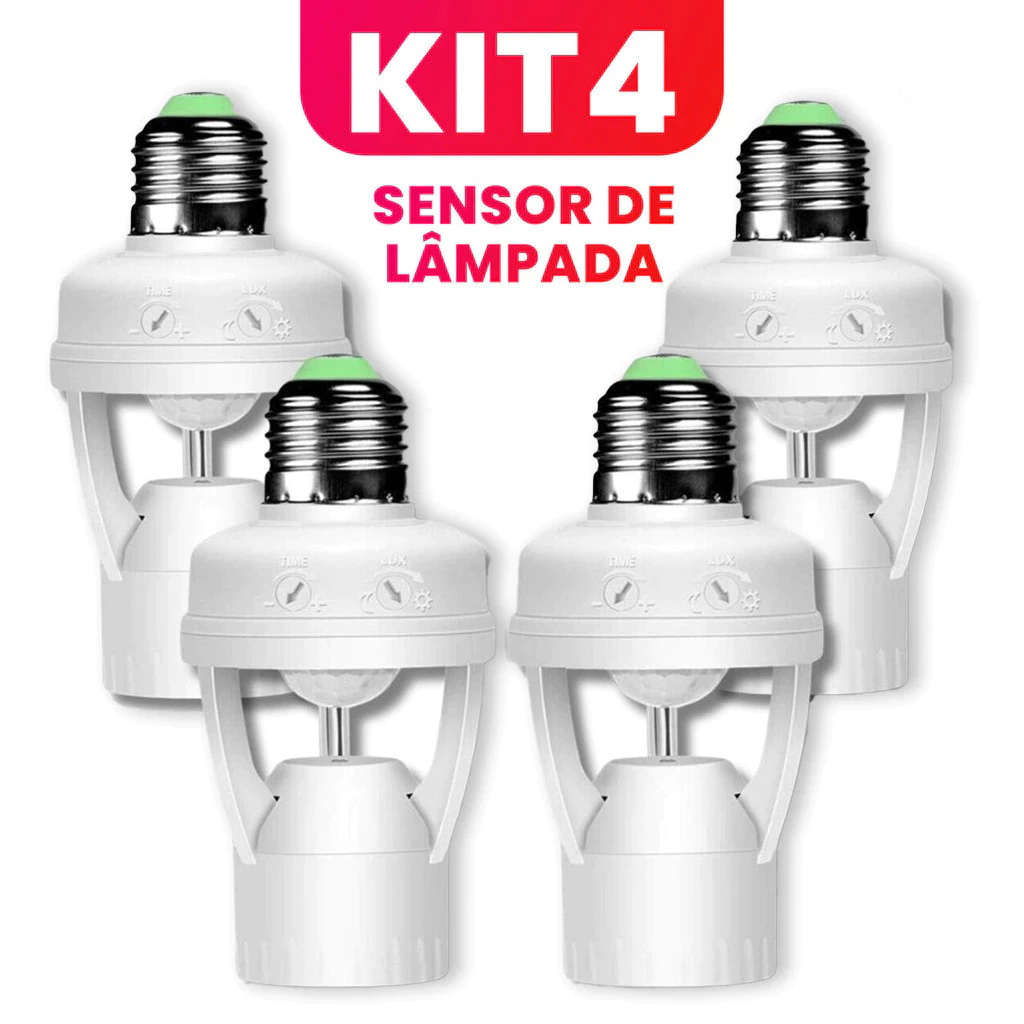 Kit 4 Sensor de Movimento para lâmpada Soquete E2
