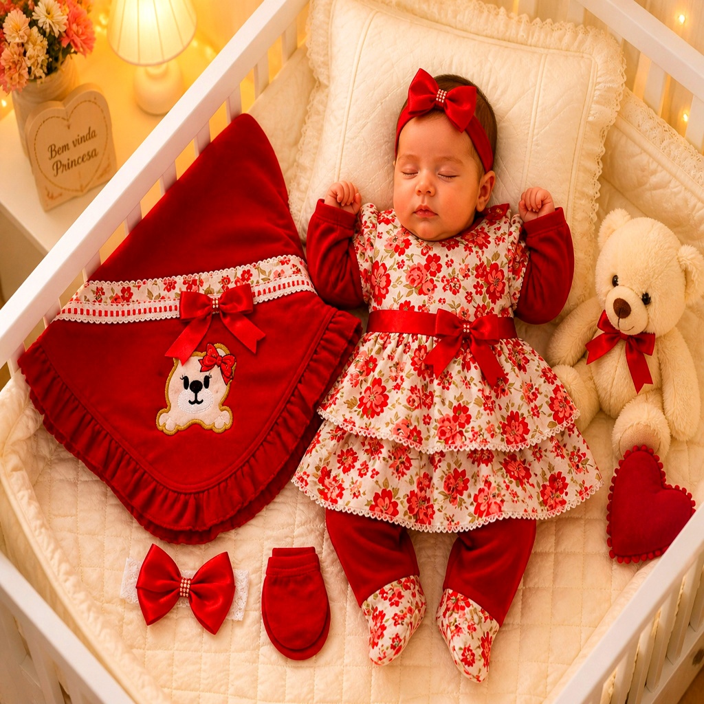 Saida Maternidade menina bebê 5 peças