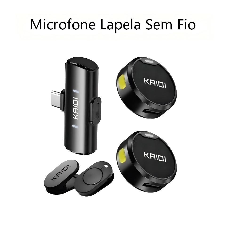 Microfone Lapela Sem Fio Duplo Kaidi Profissional 