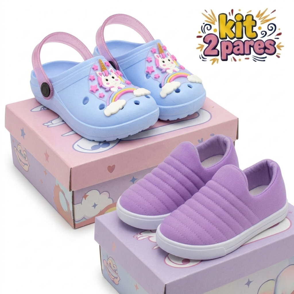 Kit 2 Pares Tênis Infantil Calce Fácil Menina E 