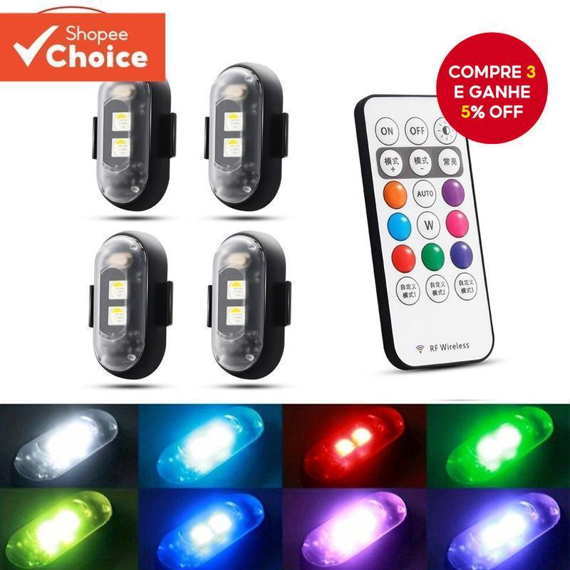 Motocicleta LED RGB Luz De Advertência Sinal Do C