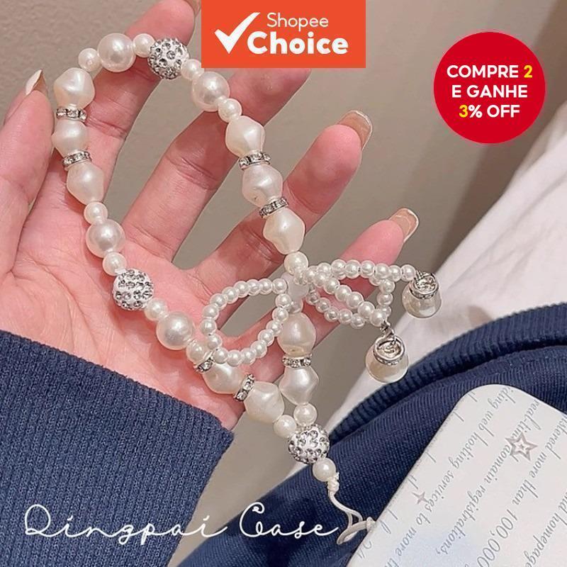 Luxo Pérola Bowknot Grânulo Chaveiro Telefone Ch
