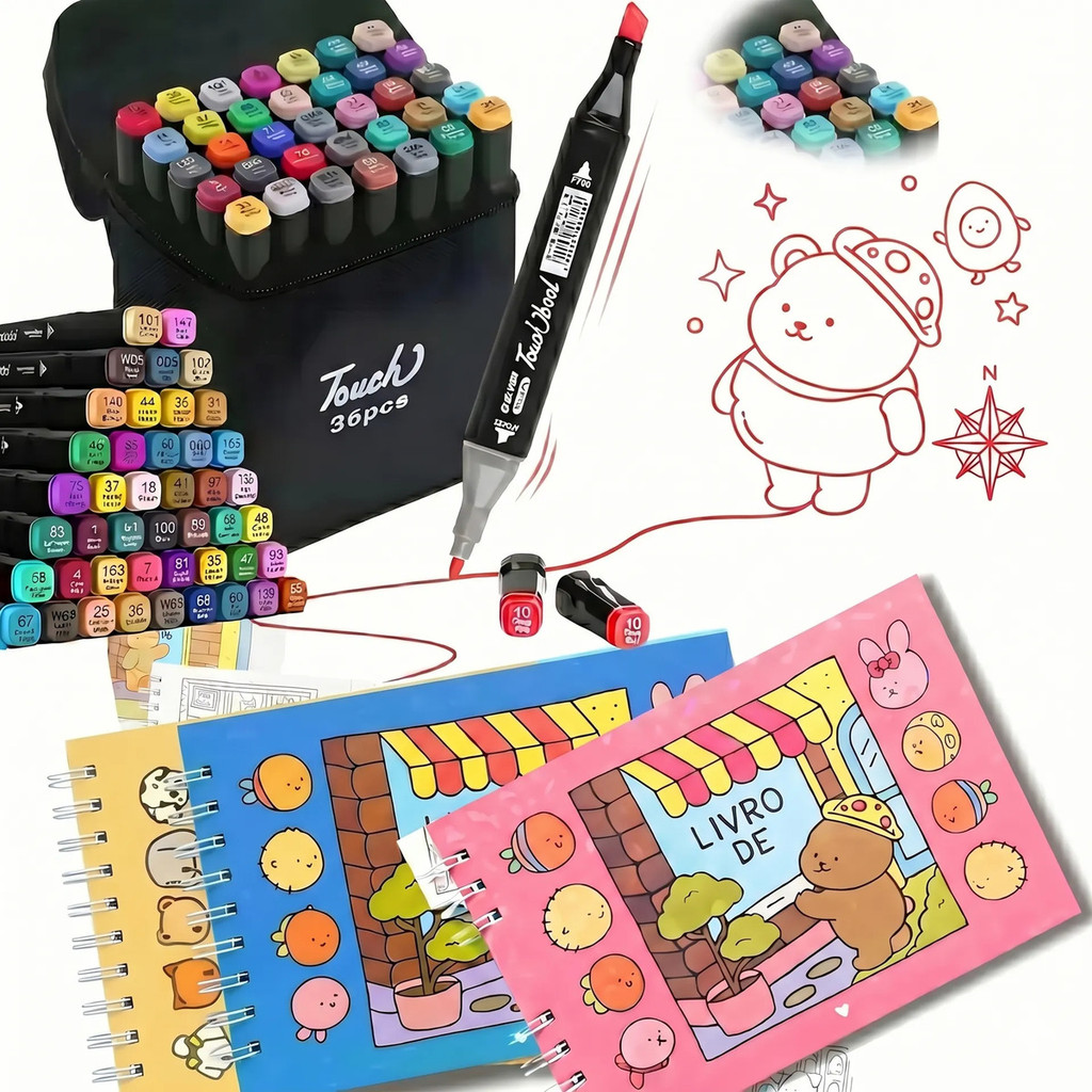 Kit 3 Livro De Colorir Holográfica E  Canetinha 3