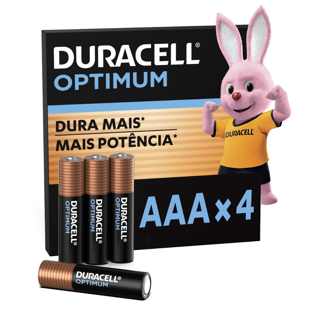 Pilha Optimum  AAA Palito Duracell Com 4 Unidades