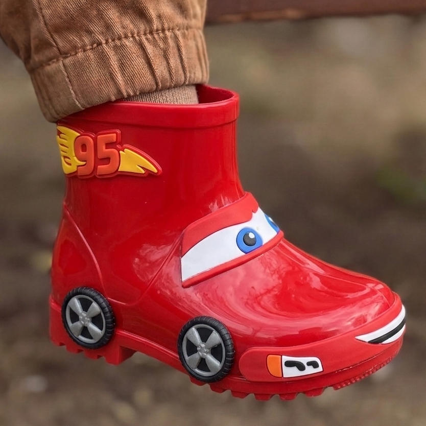 Bota Galocha Infantil Menino Carros Divertida Anti
