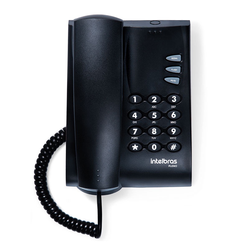 Telefone pleno sem chave com fio preto 4080051 Int