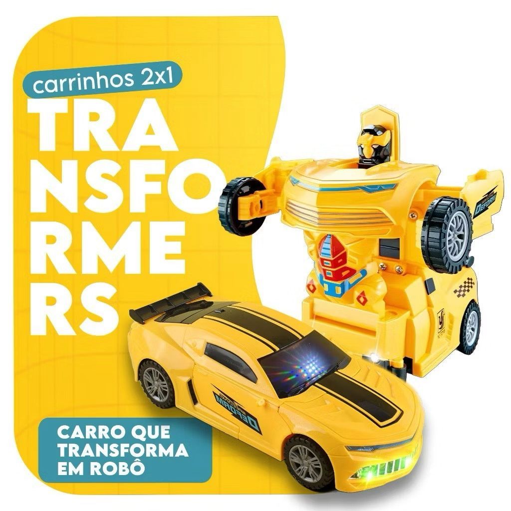Carrinho Camaro Amarelo Vira Robô Transformers Ba